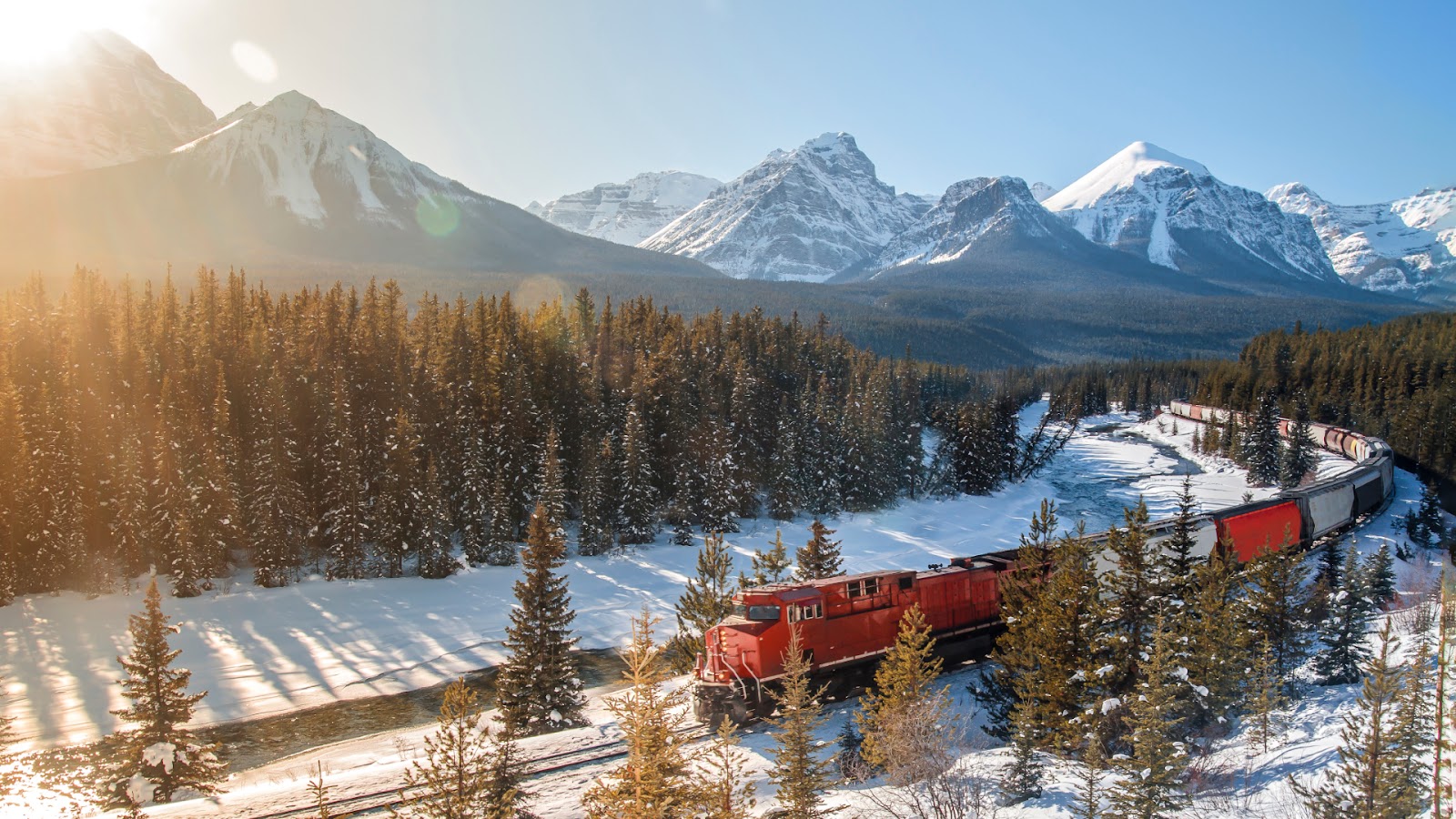 A train rides through Canada